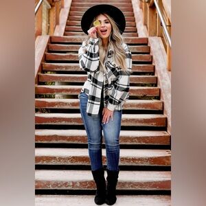 Love Tree Monochrome Plaid Shacket